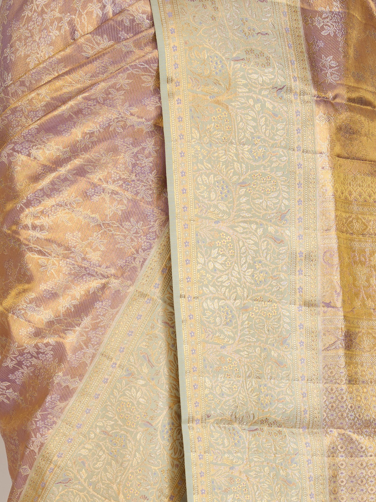 Light Purple Pure Kanjivaram Tissue Silk Saree - fabric detail