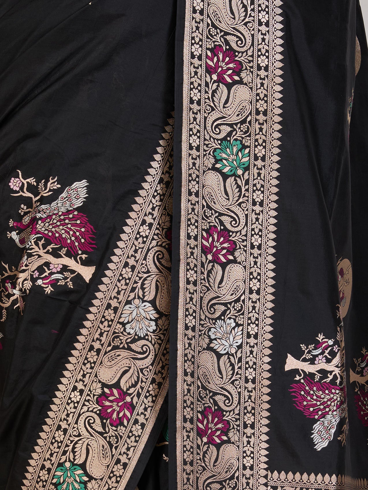 Black Banaras Georgette Saree - fabric detail