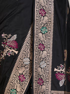 Black Banaras Georgette Saree - fabric detail
