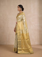 Ivory Pure Kanjivaram Silk Saree - side standing