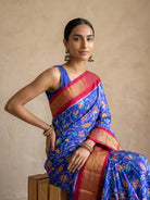Royal Blue Patola Silk Saree - seated portrait