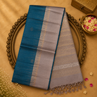 Teal Green Soft Silk Saree with Gold Zari, Beige Border, Pallu & Blouse