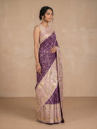 Purple Pure Kanjivaram Silk Saree - side standing