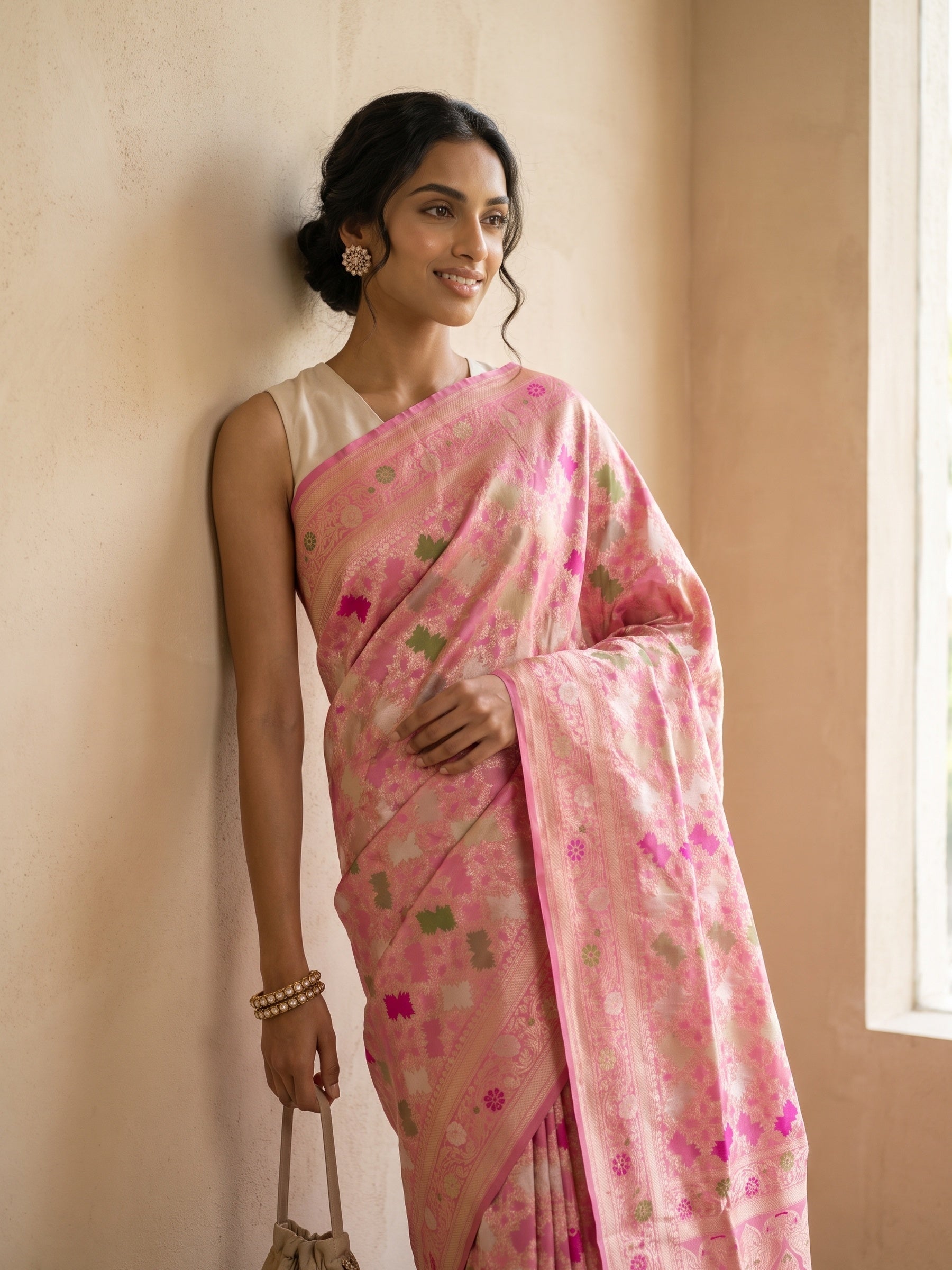 Pink Patola Silk Saree - portrait