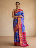 Royal Blue Patola Silk Saree - front pose