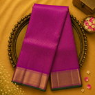Rani Pink Pure Kanjeevaram Silk Saree with Gold Zari & Gold Border