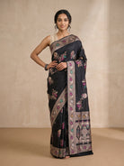 Black Banaras Georgette Saree - front pose