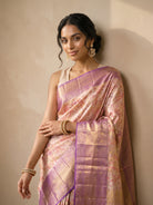Ivory Pure Kanjivaram Tissue Silk Saree - portrait