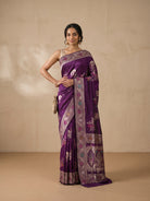 Purple Banaras Georgette Saree - front standing