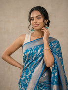 Peacock Blue Banaras Georgette Saree - portrait