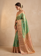 Sea Green Pure Kanjivaram Tissue Silk Saree - detail