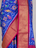 Royal Blue Patola Silk Saree - fabric detail