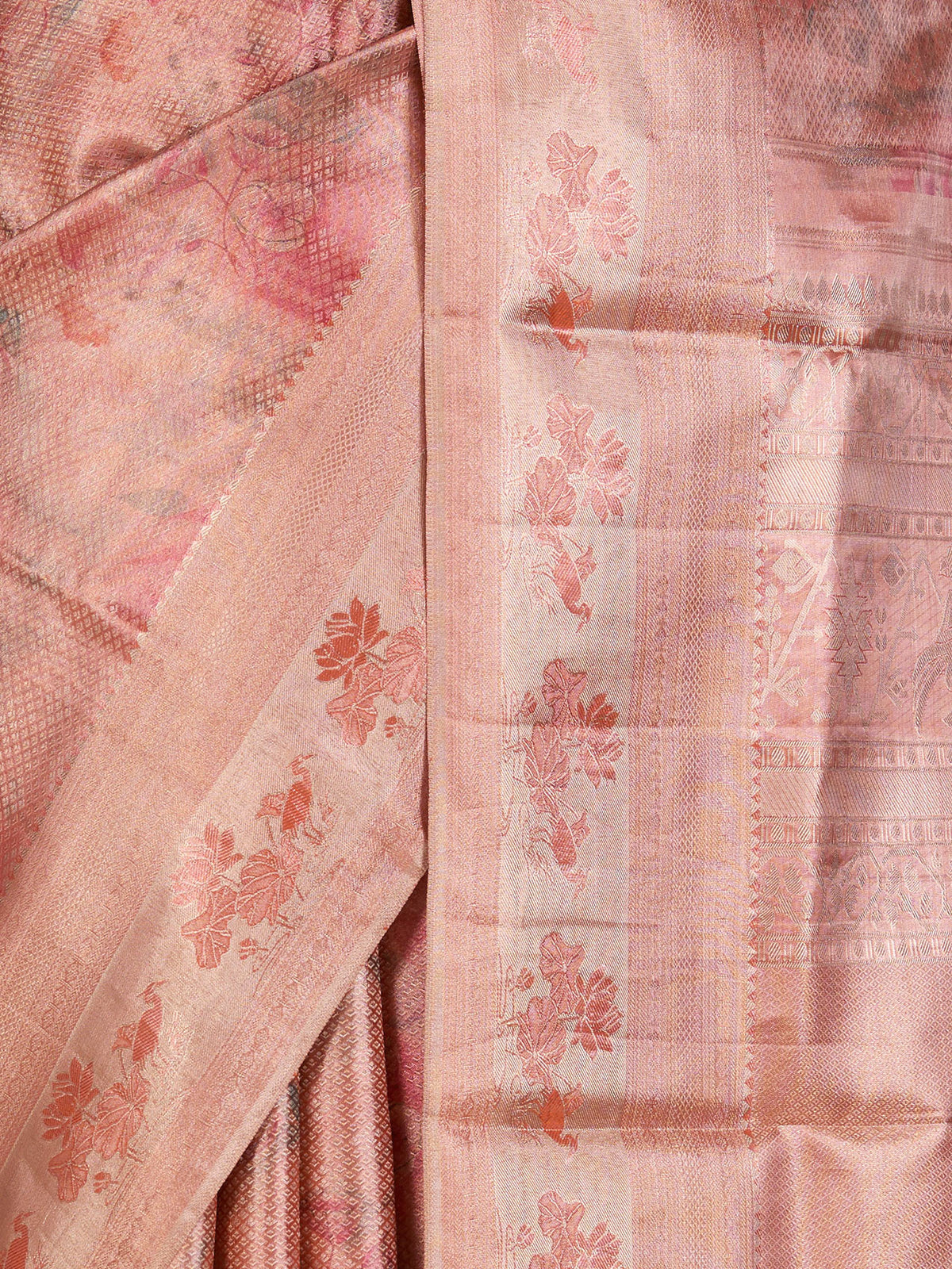 Dusty Rose Banaras Georgette Saree - fabric detail