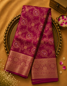 Dark Pink Kanjeevaram Silk Saree with Gold Zari & Gold Border