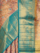 Rust Orange Pure Kanjivaram Tissue Silk Saree - fabric detail