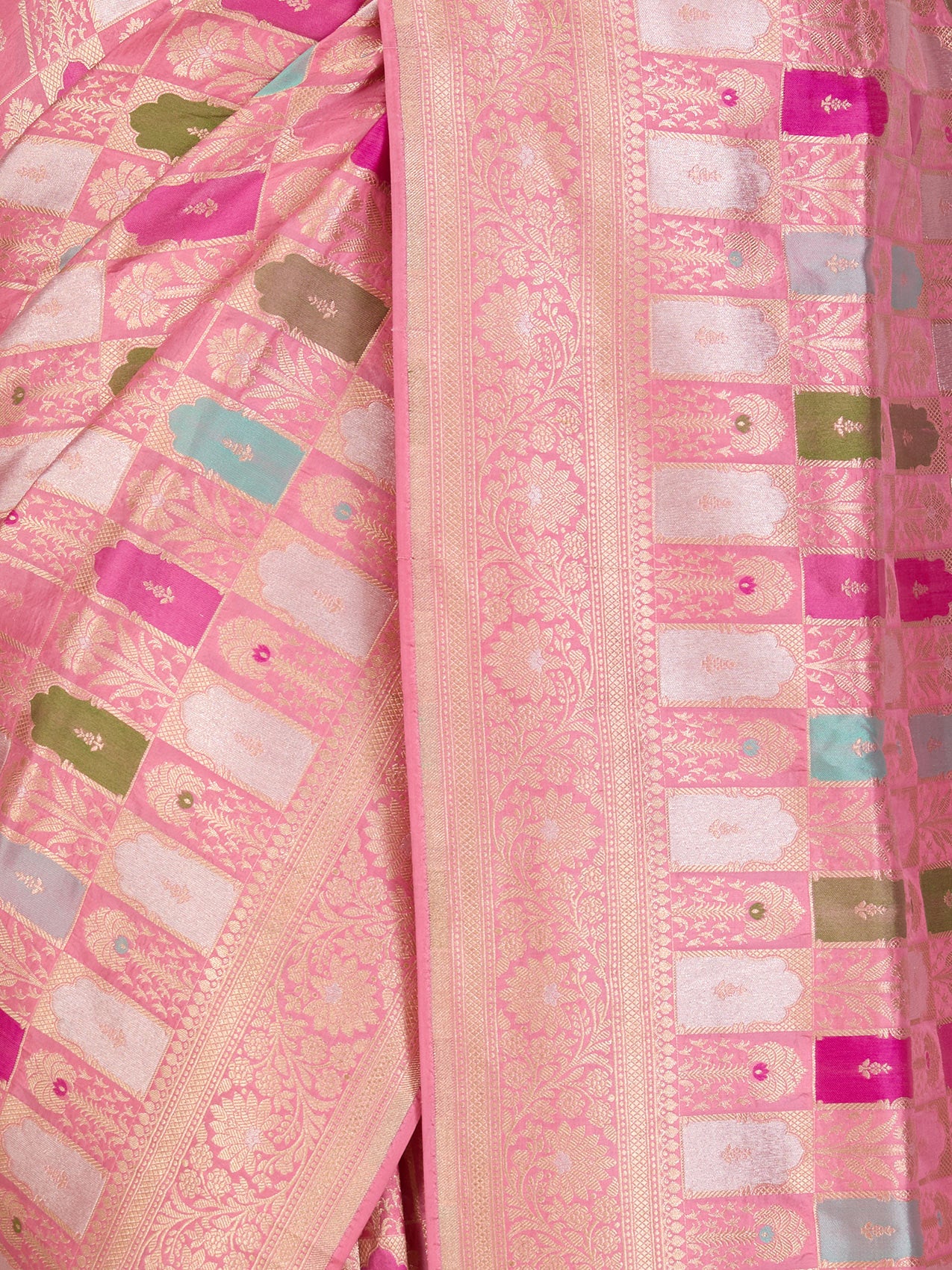 Baby Pink Patola Silk Saree - fabric detail