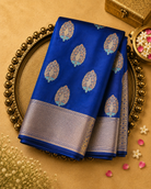 Royal Blue Banarasi Silk Saree with Gold Zari Buttas & Gold Border