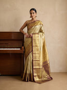 Golden Pure Kanjivaram Tissue Silk Saree - front
