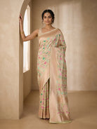 Golden Beige Banaras Georgette Saree - front standing