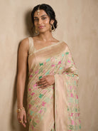 Golden Beige Banaras Georgette Saree - portrait