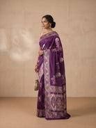 Purple Banaras Georgette Saree - side standing