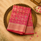 Bright Red Banarasi Silk Saree with All-Over Zari & Gold Border