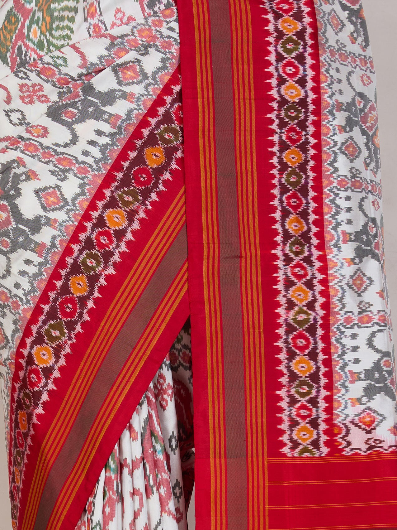 Ivory Patola Silk Saree - fabric detail