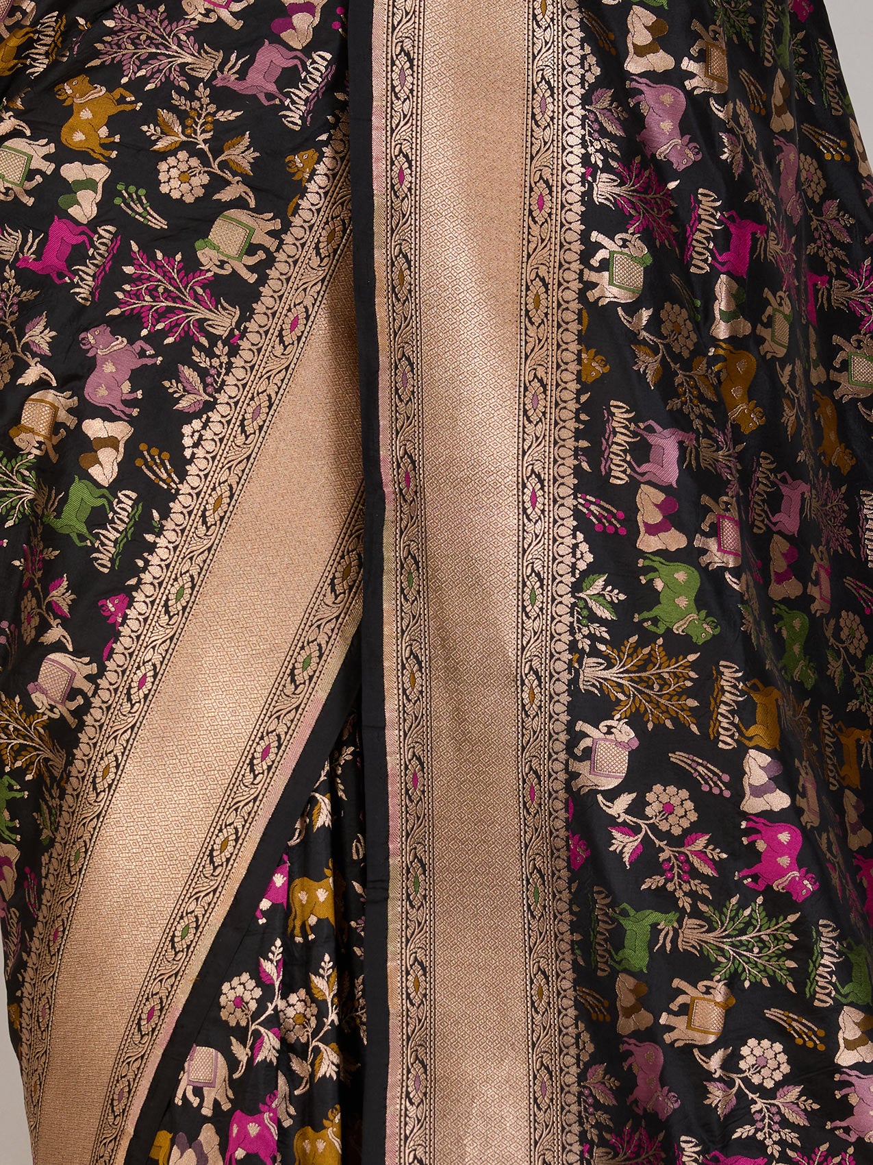 Black Banaras Georgette Saree - fabric detail