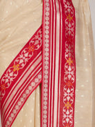 Beige Banaras Tussar Silk Saree - fabric detail