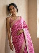Magenta Pink Pure Kanjivaram Silk Saree - portrait