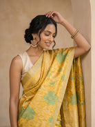 Golden Pure Kanjivaram Tissue Silk Saree - portrait