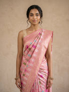Baby Pink Patola Silk Saree - portrait