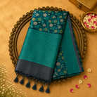 Green Pure Banarasi Organza Kora Saree with Floral Weave and Green Border 