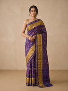 Purple Ikat Silk Saree - front standing