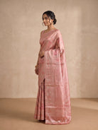 Dusty Rose Banaras Georgette Saree - side standing