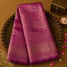 Light Pink Pure Kanjeevaram Silk Saree with Gold Zari Weave, Pink Border & Blouse