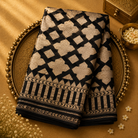 Black Banarasi Silk Saree with Gold Zari Motifs & Zari Border