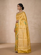 Golden Pure Kanjivaram Tissue Silk Saree - side standing