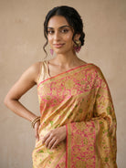 Golden Pure Kanjivaram Tissue Silk Saree - portrait