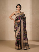 Black Banaras Georgette Saree - front standing