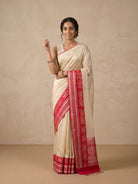 Beige Banaras Tussar Silk Saree - front standing
