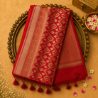 Bright Orange Pure Banarasi Organza Kora Silk Saree with Gold Zari Weave