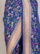 Royal Blue Patola Silk Saree - fabric detail