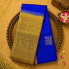 Royal Bright Blue Silk Saree with Gold-Toned Zari Motifs and Gold Zari Traditional Border