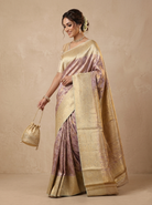 Light Purple Pure Kanjivaram Tissue Silk Saree - side standing