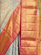 Ice Blue Pure Kanjivaram Silk Saree - fabric detail