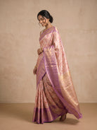 Ivory Pure Kanjivaram Tissue Silk Saree - side standing