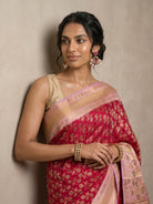 Red Pure Kanjivaram Silk Saree - fabric detail