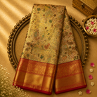 Gold Pure Kanjivaram Tissue Silk Saree with Gold Weave & Red-Gold Border