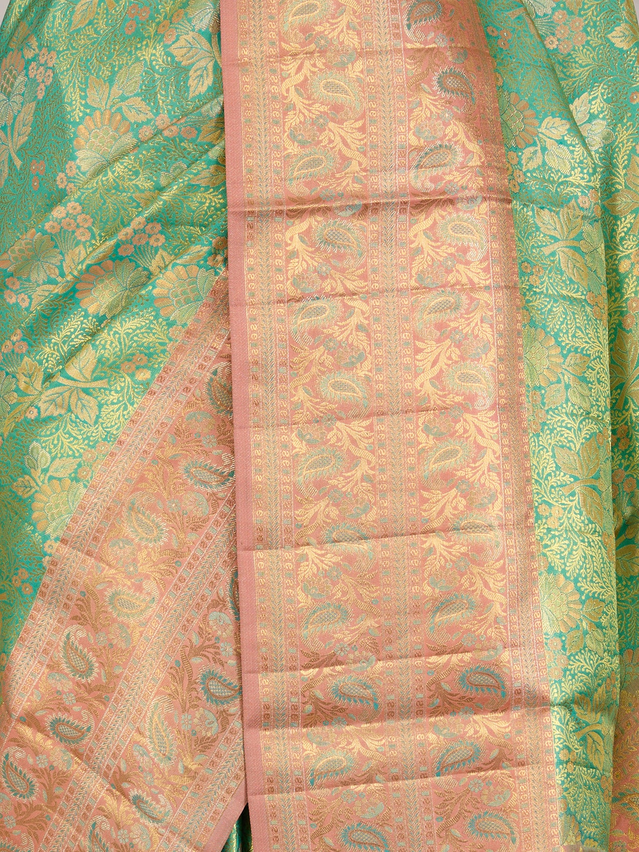 Sea Green Pure Kanjivaram Tissue Silk Saree - detail 2